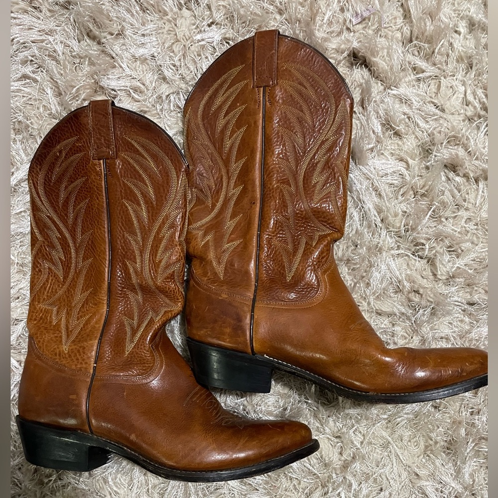 Diamond J by Justin Vintage Mens Cowboy Western Boots Size 10 D Made in Mexico